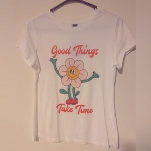 Shein, Good Things Take Time, women size small, Flower t-shirt